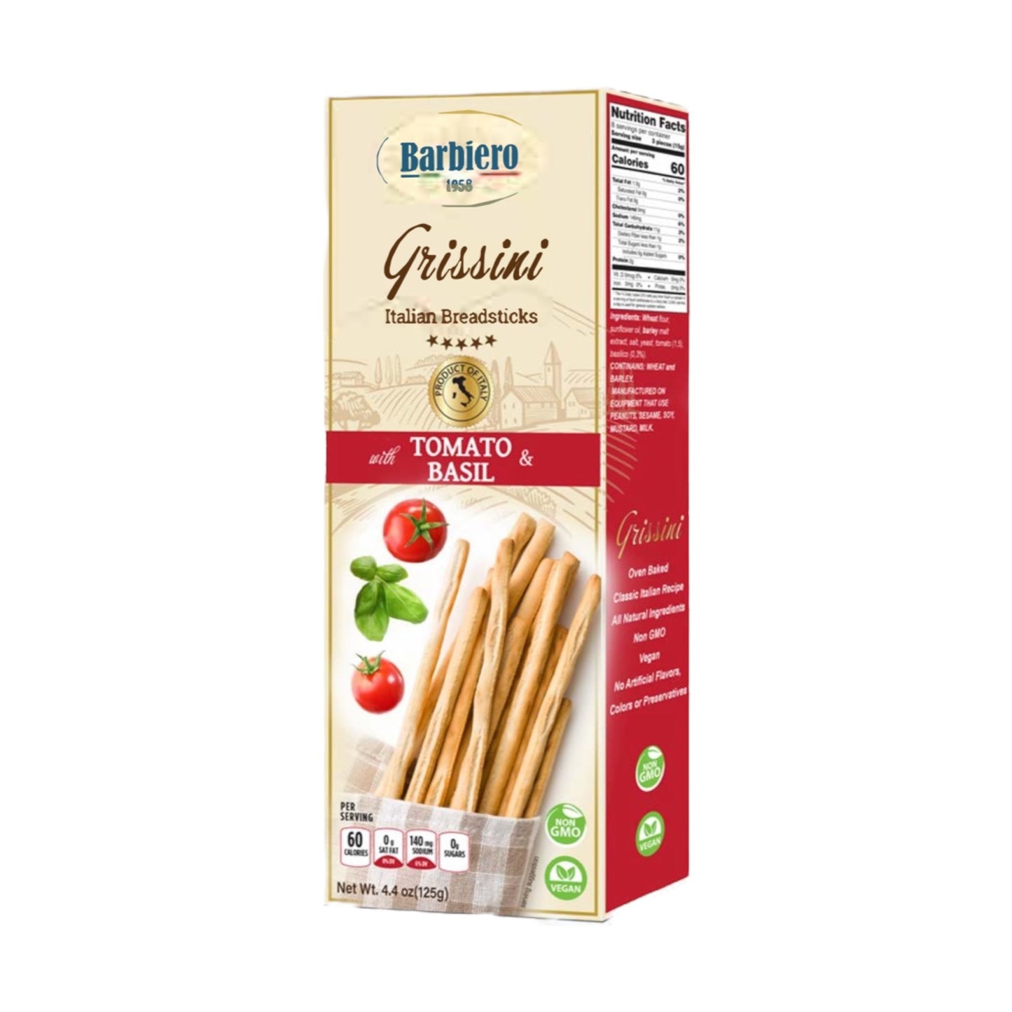 Barbiero Grissini Italian Breadsticks Tomato and Basil
125g