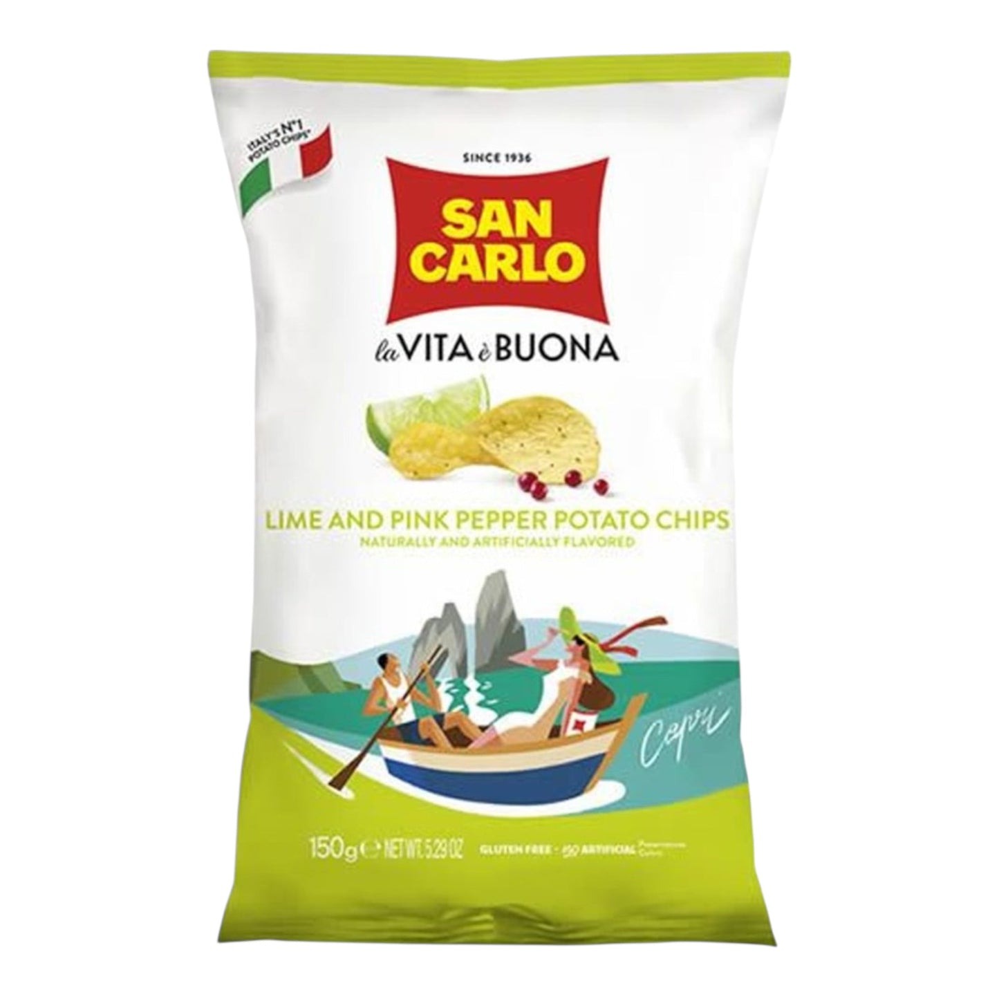 San Carlo Lime & Pink Pepper Flavour Crisps Potato chips
150g