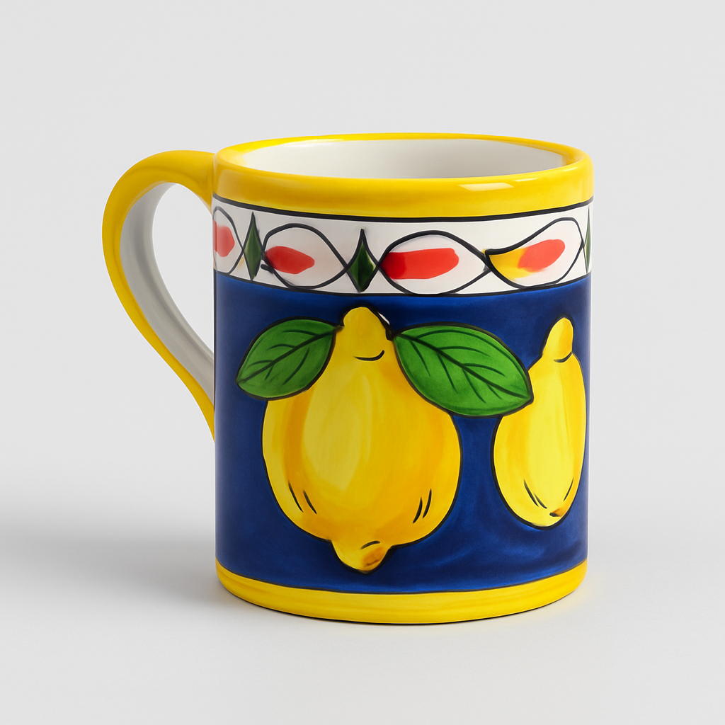 Hand-Painted Ceramic Mug โ Sorrento Lemon Fantasy (10 cm)