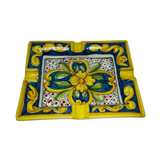 Ashtray in Caltagirone ceramic, - L 20 x D 16 cm approx.