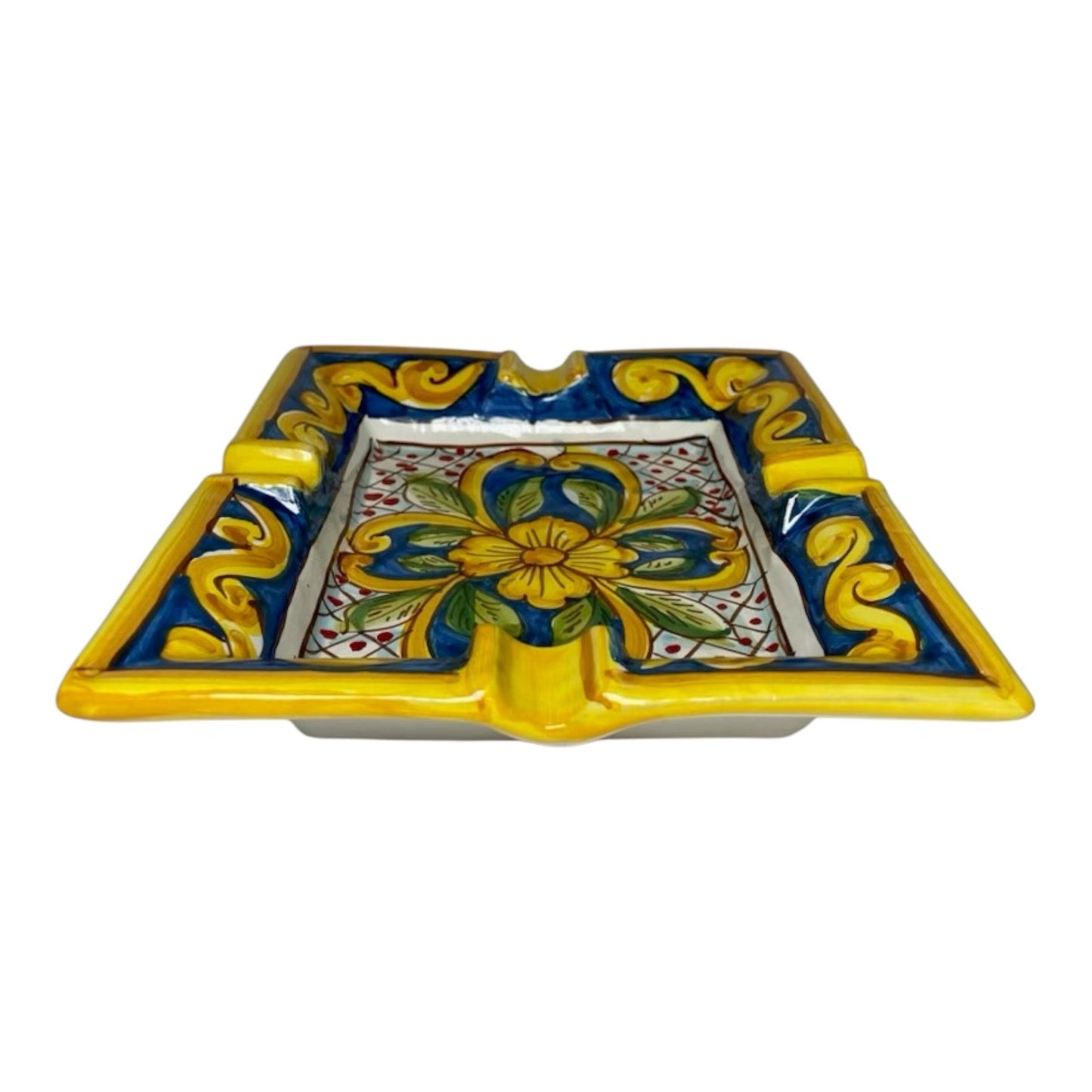 Ashtray in Caltagirone ceramic, - L 20 x D 16 cm approx.