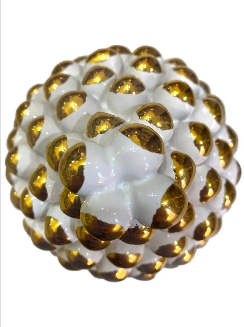 Pine Cone in fine Caltagirone Ceramic 24k Pure GOLD Tips
15cm.