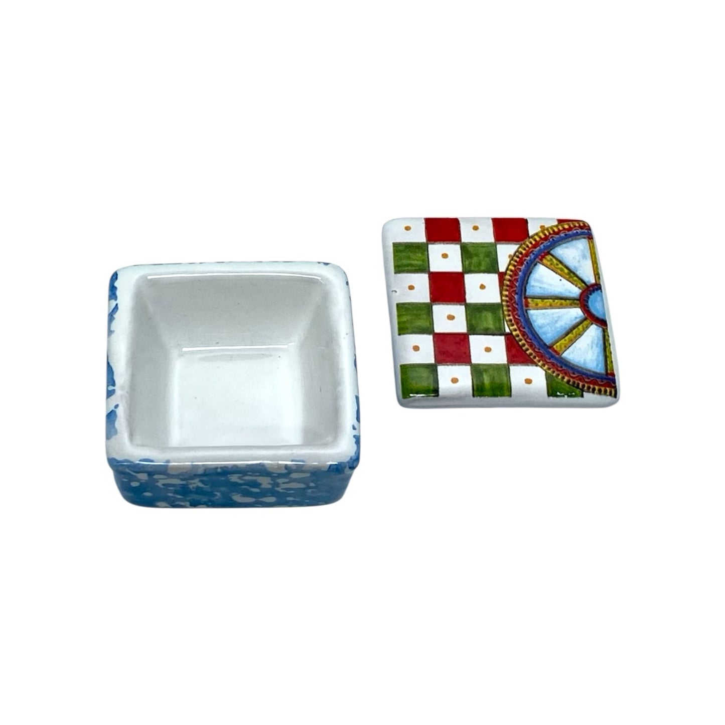 Ceramic Box With Sicilian Cart Design - cm 5