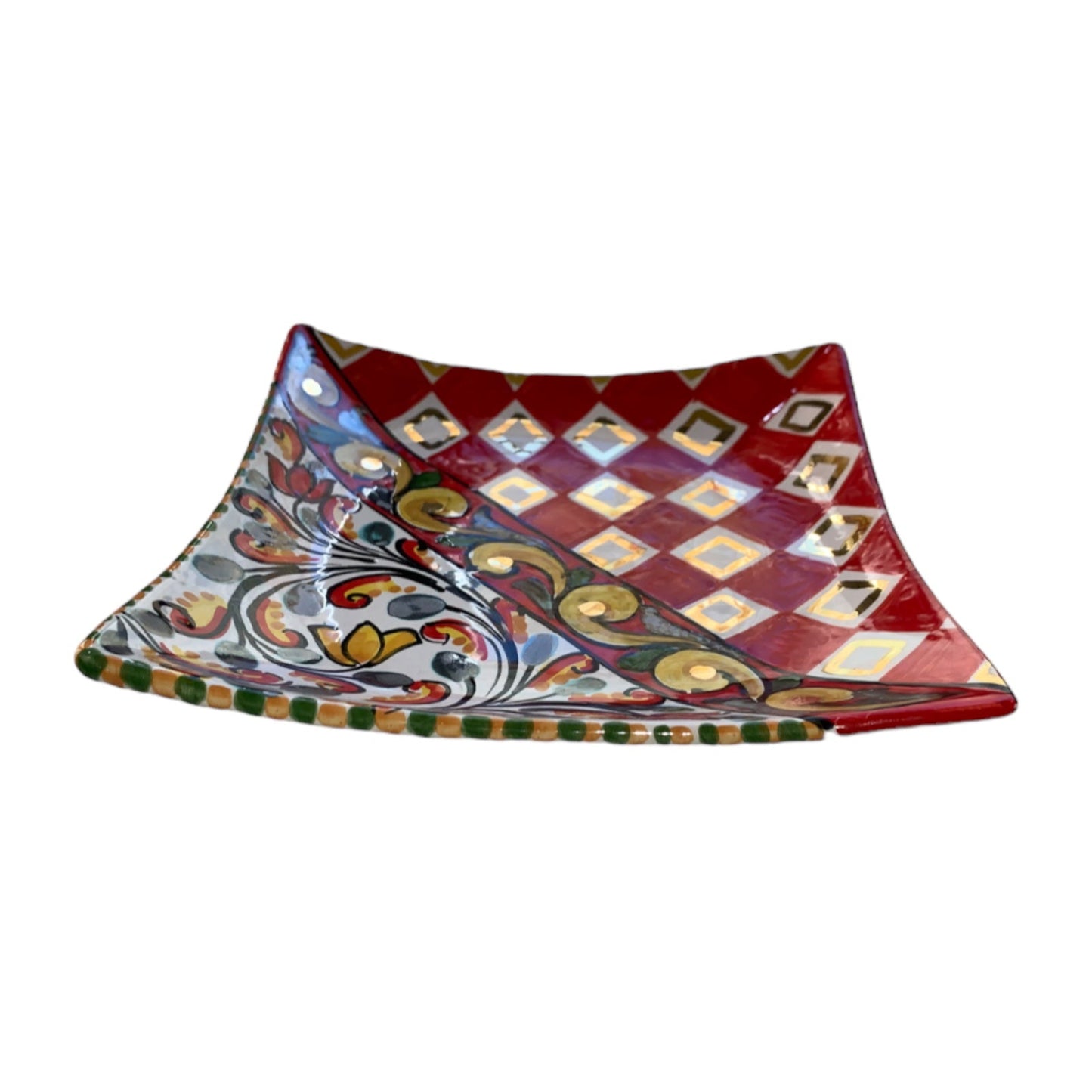 Pocket emptier Elite series Caltagirone Ceramic With Pure Gold Enamel- 21x21 h4 cm