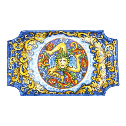 Sicilian Trinacria Espresso Set with Serving Tray – Hand-Painted Ceramic (8-Piece)