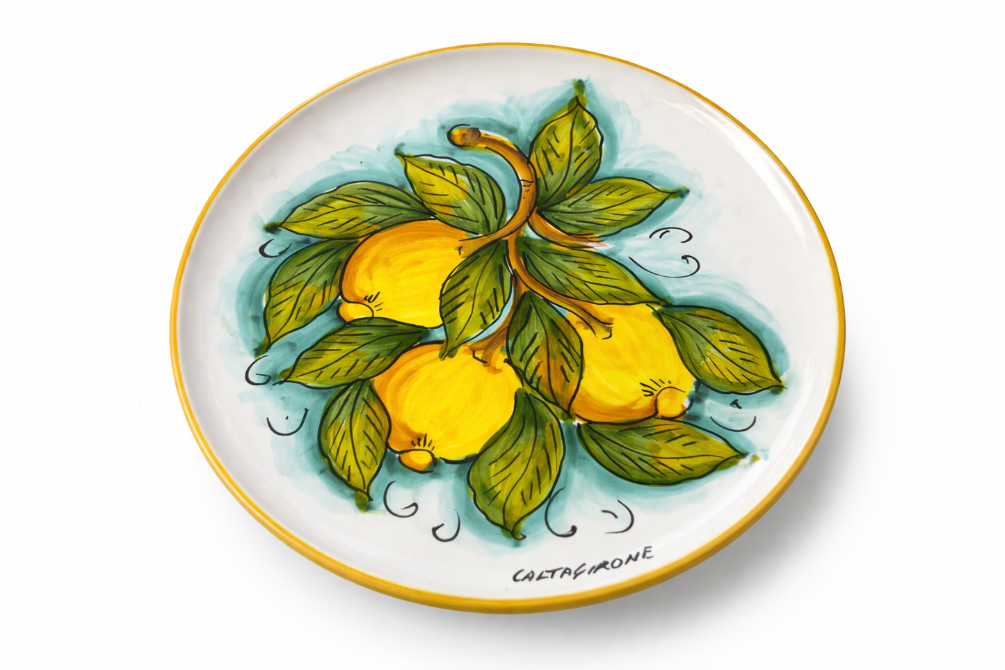 Hand-Painted Italian Ceramic Serving Plate – Sicilian Lemon Design (12”)