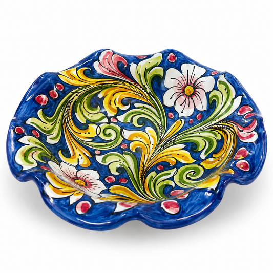 Hand-Painted Italian Ceramic Serving Bowl – Floral Baroque Design 31cm x 9cm height