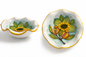 Hand-Painted Italian Ceramic Serving Bowl – Sunflower & Pomegranate Design (9.5”)