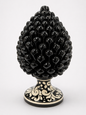 Sicilian Black Ceramic Pine Cone on Baroque Base – Symbol of Prosperity & Elegance 25cm
