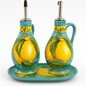 Sorrento Ceramic Oil & Vinegar Cruet Set – Lemon Design (Handmade in Sorrento, Italy)