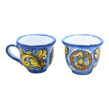Sicilian Trinacria Espresso Set with Serving Tray – Hand-Painted Ceramic (8-Piece)