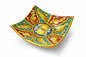 Hand-Painted Sicilian Ceramic Square Bowl – Majolica Lemon Design (6″ × 6″)