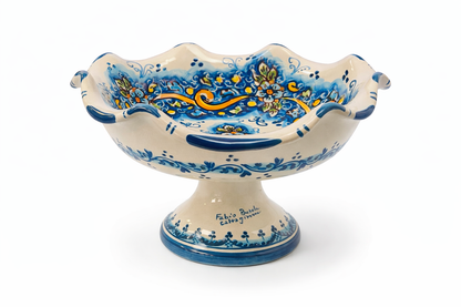 Hand-Painted Sicilian Ceramic Pedestal Bowl – 9.5”