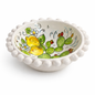 Hand-Painted Sicilian Ceramic Bowl with Beaded Rim – Prickly Pear & Lemon Design (6”)