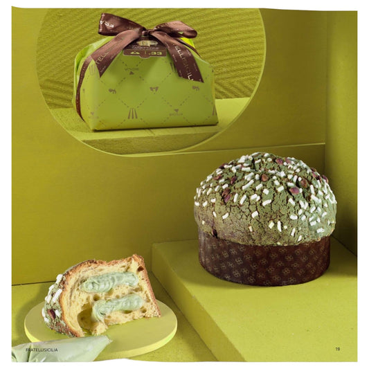 Panettone With Sicilian Pistachio Cream with Piping Bag 750g By Fratelli Sicilia