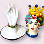 Lava Stone Mt.Etna Sicilian Bracelet, Handmade, With Prickly Pear in Caltagirone Ceramic