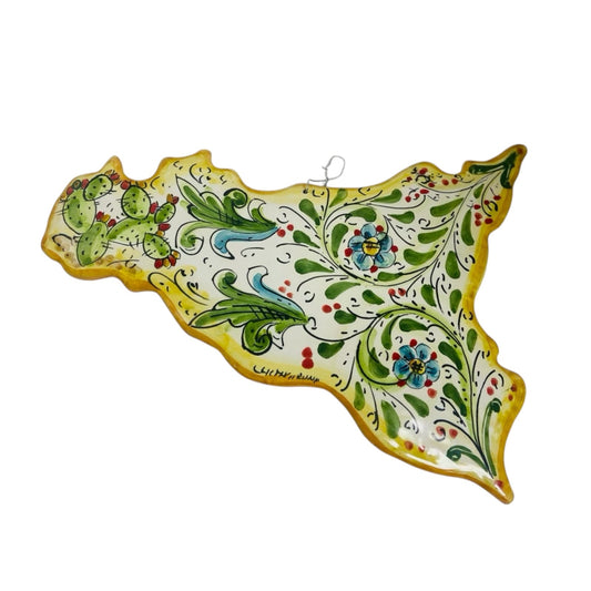 Sicily hanging ceramic Caltagirone, L 34 x 23 cm approx. Smooth model, random decoration and color