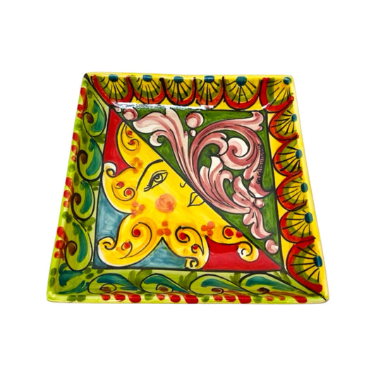Pocket Emptier bowl With Sun in Caltagirone Ceramic , l 20 x 20 cm approx.