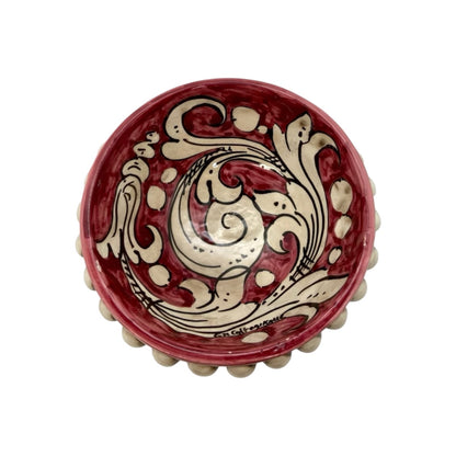 Caltagirone Ceramic Pigna Bowl Bordeaux Pocket Empitier or Candies Holder 15x5cm