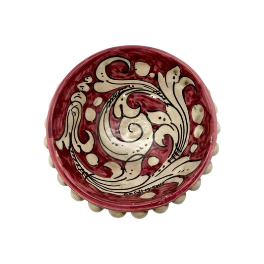 Caltagirone Ceramic Pigna Bowl Bordeaux Pocket Empitier or Candies Holder 15x5cm