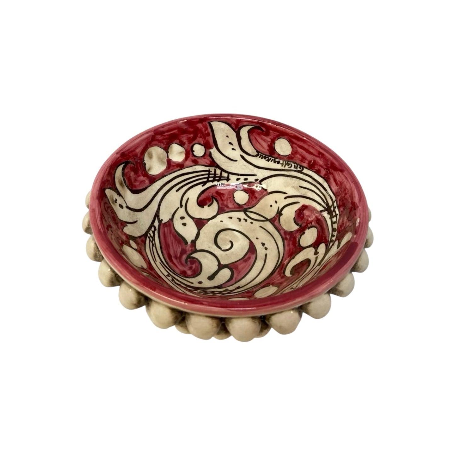 Caltagirone Ceramic Pigna Bowl Bordeaux Pocket Empitier or Candies Holder 15x5cm