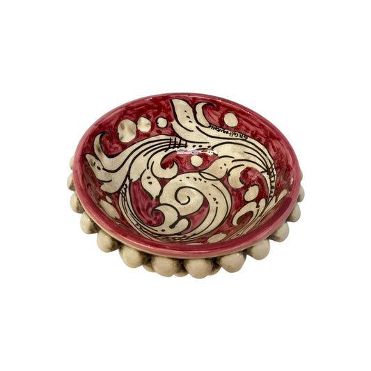 Caltagirone Ceramic Pigna Bowl Bordeaux Pocket Empitier or Candies Holder 15x5cm