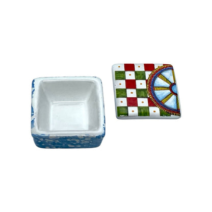 Ceramic Box With Sicilian Cart Design - cm 5