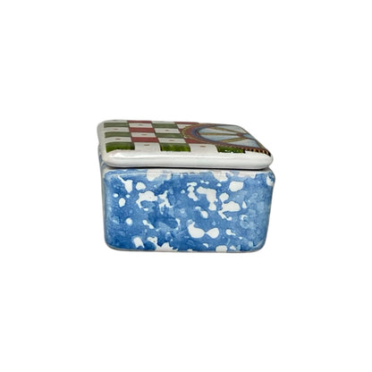 Ceramic Box With Sicilian Cart Design - cm 5