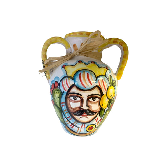HALF QUARTARA TO HANG, 100% HANDMADE CALTAGIRONE CERAMIC DECORATED BY HAND, CM 15X14X6