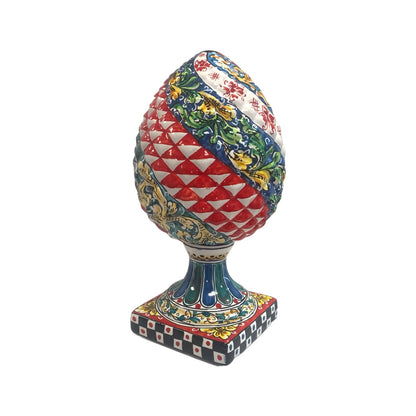 Ceramic From Caltagirone Pinecone With Sicilian Carretto Style 39cm height